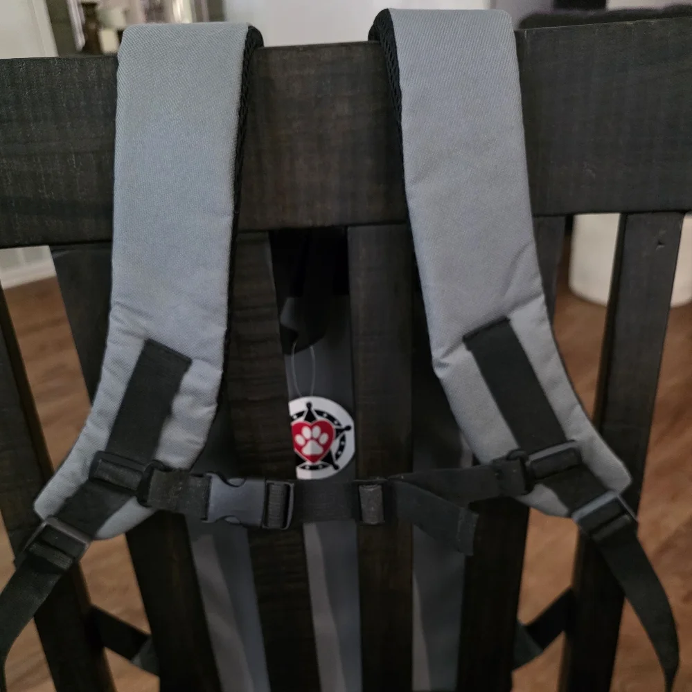 Gray Pet Carrier Backpack With Water Bowl by Pawsse